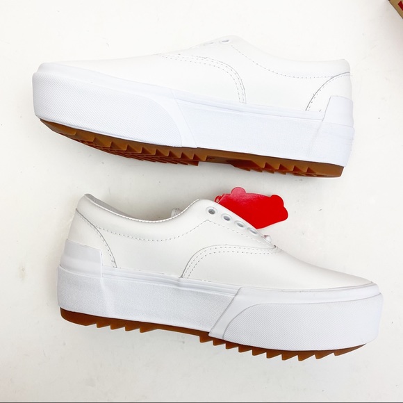 Vans Era Stacked Leather Platform Sneakers: White - Picture 9 of 15